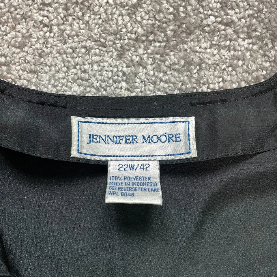 Blusa Jennifer Moore Camisa Abotonada Mujer 22W/42 Negra Manga Larga Top Foto 3 de 4