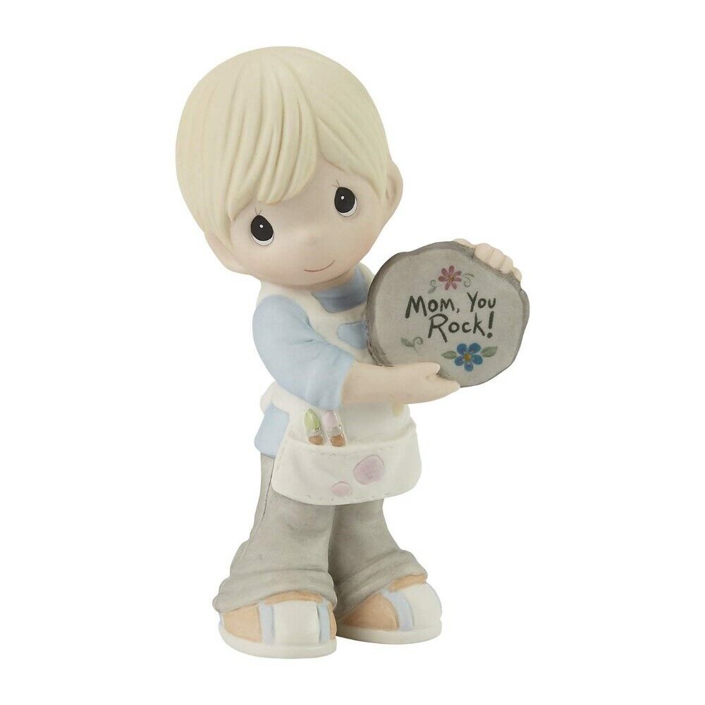 Mom You Rock Figurine Holding A Rock Precious Moments Blonde Boy 213006