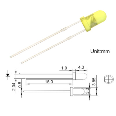 100PCS NEW 3MM LED yellow COLOR yellow LIGHT Super Bright