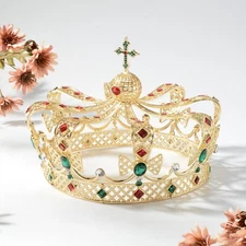 10 Styles Men's Cross Gold King Metal Round Crown Drama Cosplay