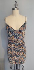New w/Tags Urban Outfitters Floral Blue Motif Ruched Mini Dress Size M