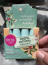 EOS Sweet Mint  SHEA LIP BALM SET Brand NEW Set Lot 4  .14 Oz Pieces