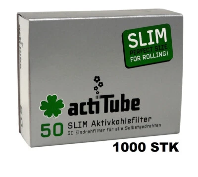 1000x (20x 50 Stk) actiTube AKTIVKOHLEFILTER SLIM, 7mm , EU combined shipping
