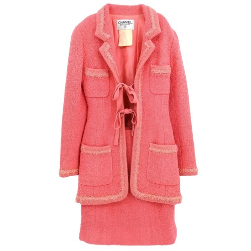 Chanel Setup Suit Jacket Skirt Pink 94A #34 124239