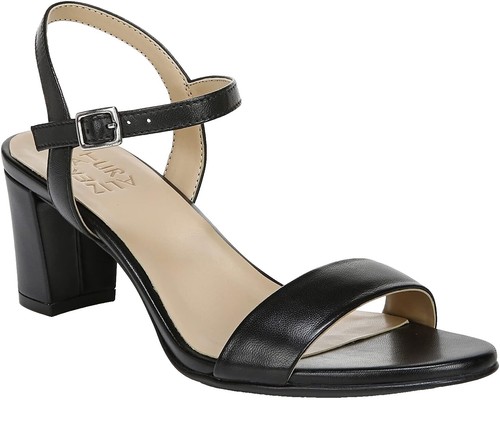 Naturalizer Women's 9.5W Black Faux Leather Galaxy Dress Sandals