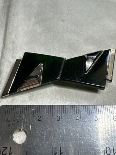 DECO Dark Green and Silver Glass two Part Buckle - Foto 1 di 3