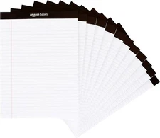 Amazon Basics Wide Ruled Lined Writing Note Pad, 8.5 Inch X 11.75 Inch, White,