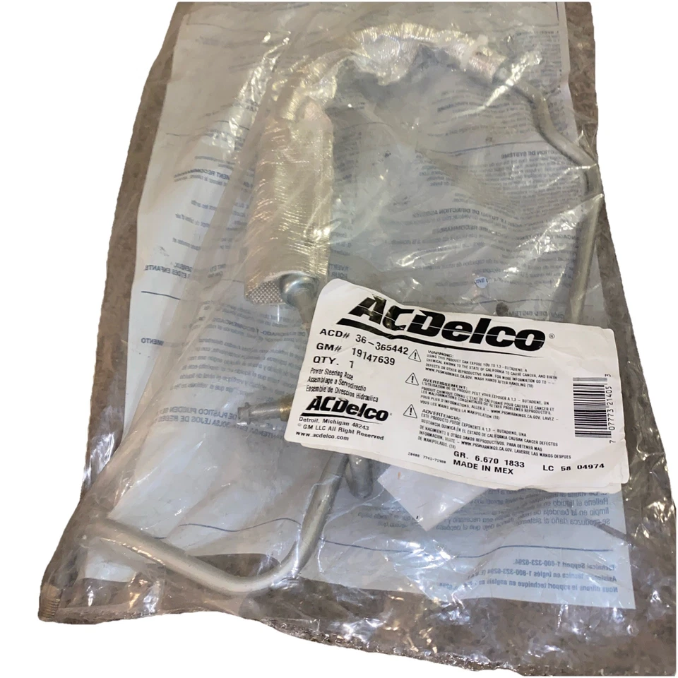 Conjunto de manguera de línea de presión de dirección asistida - Conjunto de línea de presión Delco 365442 Foto 2 de 3