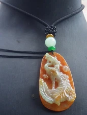 Video Certified Red Yellow Natural A Jade jadeite Pendant Phoenix 凤凰 119418 VS