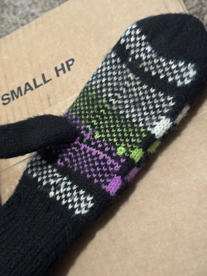 复古 70 年代北极猫黑色丙烯酸手套连指手套女式棋盘雪地摩托车 — 第 4/4 张图片