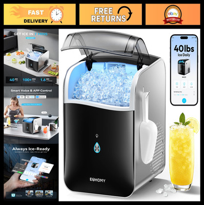 Portable Smart Nugget Ice Maker - 40lbs/24H, App & Alexa Control, Self-Cleaning,