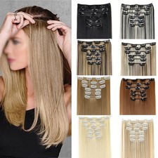 16 Clip In Hair Extensions Set 6 Pieces Straight Synthetic For For WIG 60cm