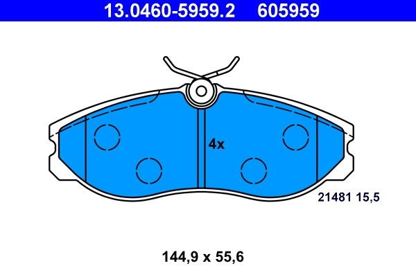 ATE 13.0460-5959.2 Bremsbelagsatz, Scheibenbremse 144,9 Mm 55,6 Mm 15,5 Mm-image