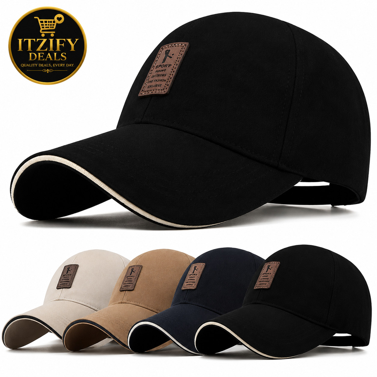 Men's Cotton Baseball Cap Adjustable Sports Hat Outdoor Sun Protection Cap