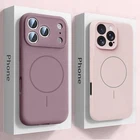 For iPhone 17 16 Pro Max 15 14 13 Shockproof Magnetic Liquid Silicone Case Cover