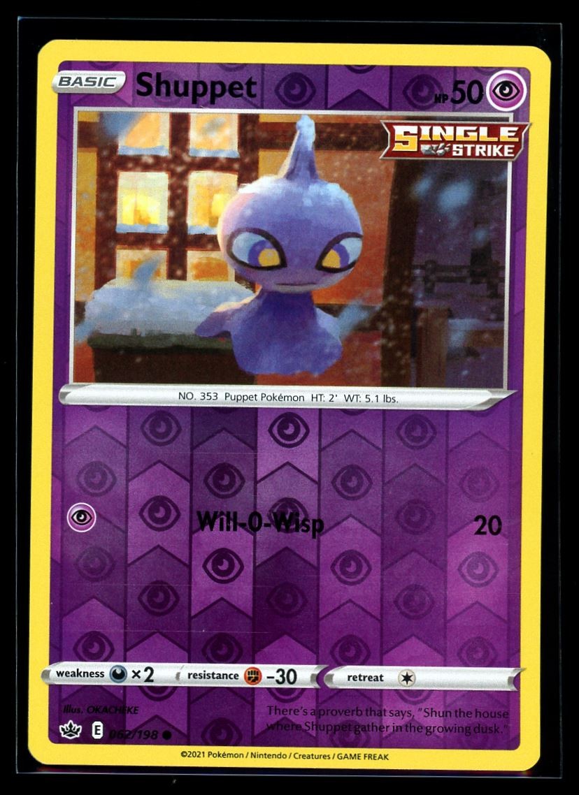 2021 Sword & Shield - Chilling Reign Shuppet Reverse Holo Pokemon Card #62