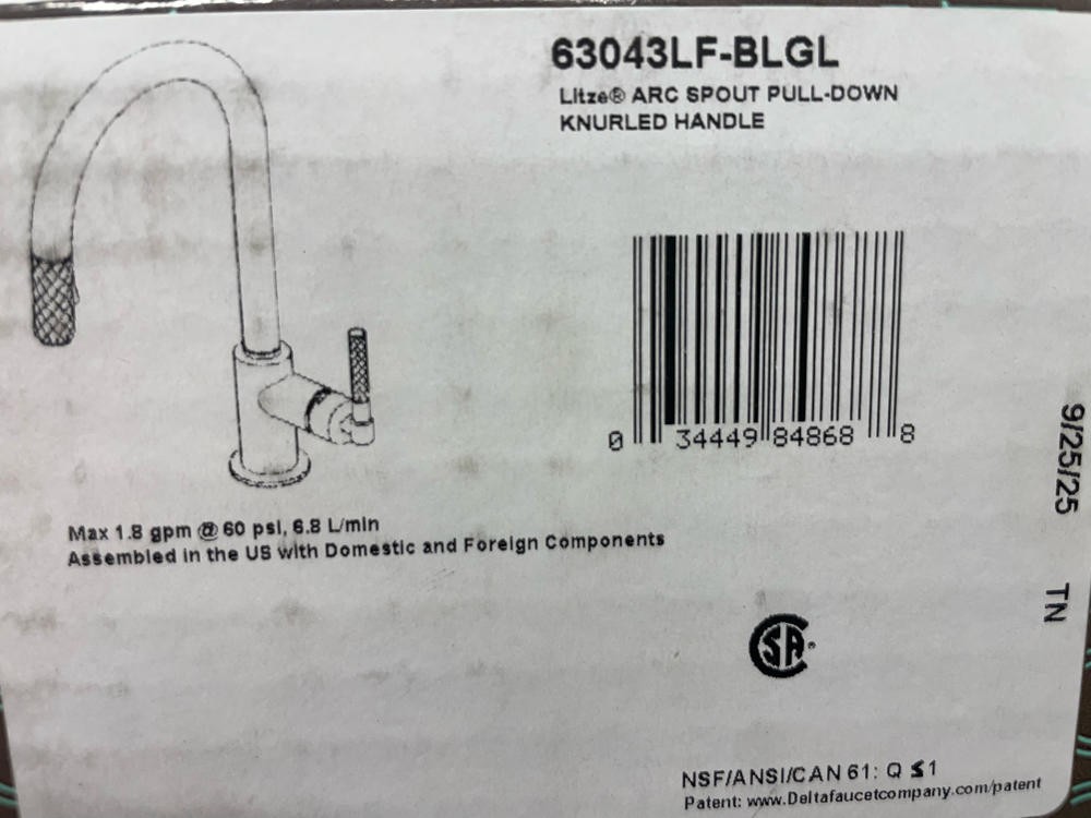 Brizo 63043LF-BLGL Single Handle Kitchen Faucet, Matte Black / Luxe Gold,*READ*