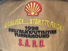 Vintage 1998 Shell Oil DCU/ALKY/Utilities Turnaround S.A.R.C. Tan Canvas Cap Hat