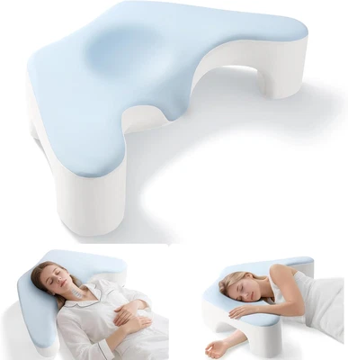 Side Sleeper Pillow for Shoulder Pain Relief, Memory Foam Pillow with Arm Hole &