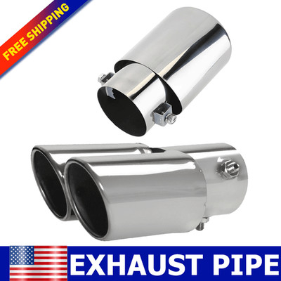 Universal 2.5'' Exhaust Tip Chrome Stainless Steel Muffler Tail Pipe Signal/Dual