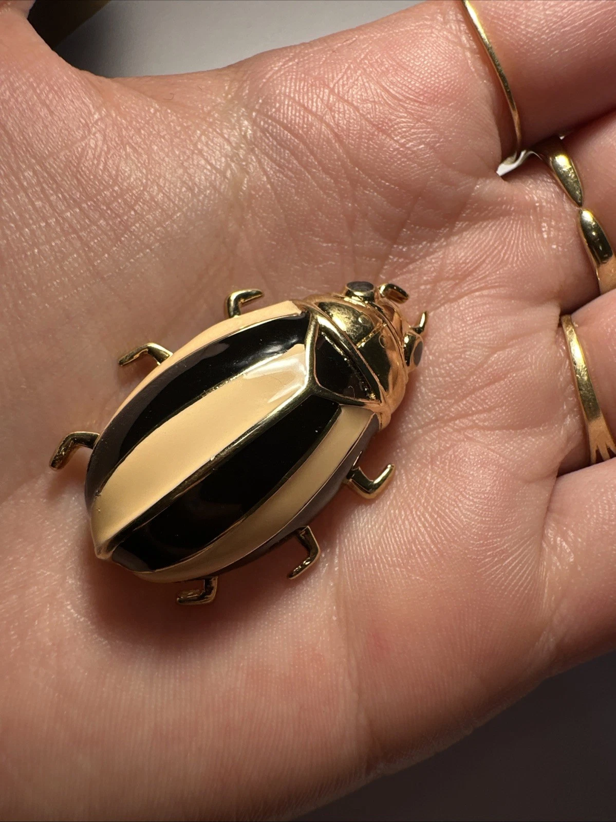 Broche Insecte, Doré, Beige Et Noir Bijoux Fantaisie