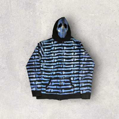Vintage Social Collision Skeleton AOP Zip Hoodie Mask Mens Size M