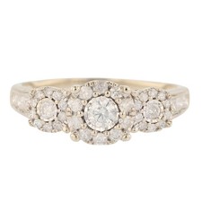 .58ctw Round Diamond Three-Stone Halo Engagement Ring 14k White Gold Size 8.5