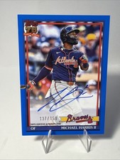 Michael Harris II 2026 Topps 75th Anniversary Blue Auto /150 Braves ON-CARD