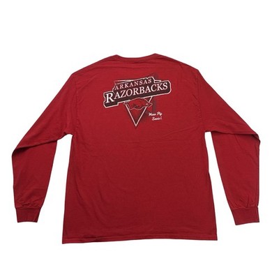 Arkansas Razorbacks Shirt Mens XL Red Woo Pig Sooie Long Sleeve Cotton