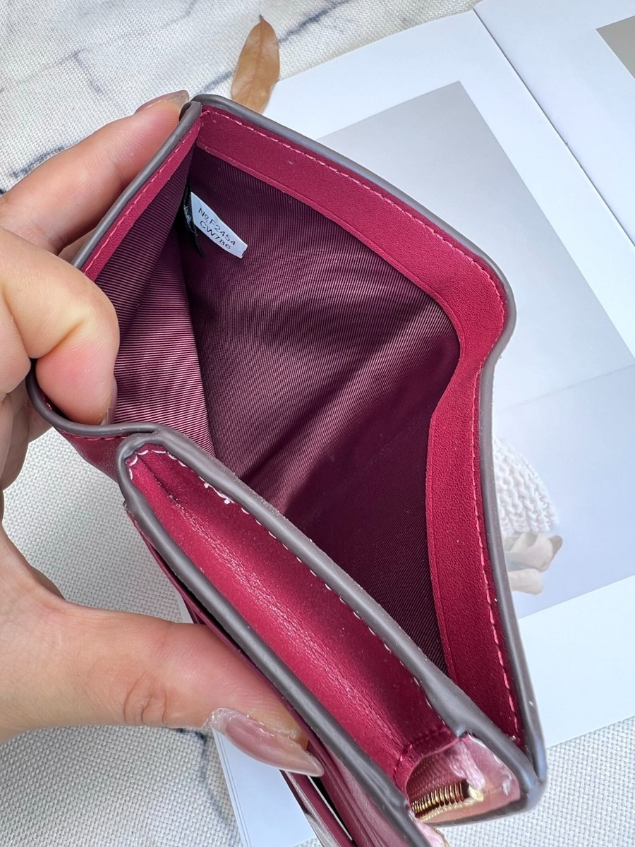 New Coach Medium Corner Zip Wallet In Signature Canvas Pink CW786