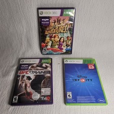 Xbox 360 Games Lot Of 3 Inc. Disney Infinity, Kinect Adventures And Ufc Trainer