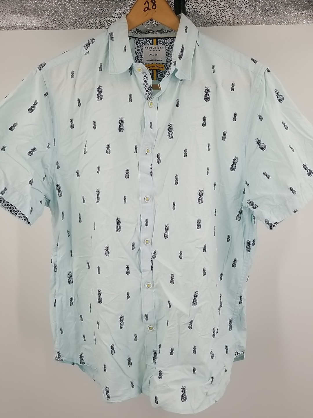 Cactus Man Ricky Singh Pineapple Button Up Shirt Short Sleeve Size XL