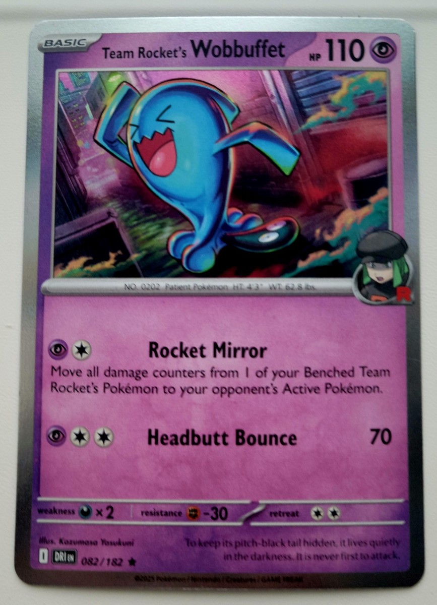 Team Rocket's Wobbuffet HP110 2025 Holo Pokémon Card No 082/182 | eBay