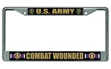 U.s. Army Combat Wounded Chrome License Plate Frame U.s. Army Combat Wounded Chrome License Plate Frame