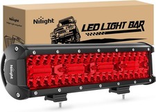 Nilight Led Light Bar 12 Inch 240w Red Pod Lights Triple Row Spot Flood Combo