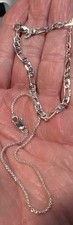 Child’s Silver Figaro Link Bracelet with Silver Wheat Chain Jewelry Set 3” Long