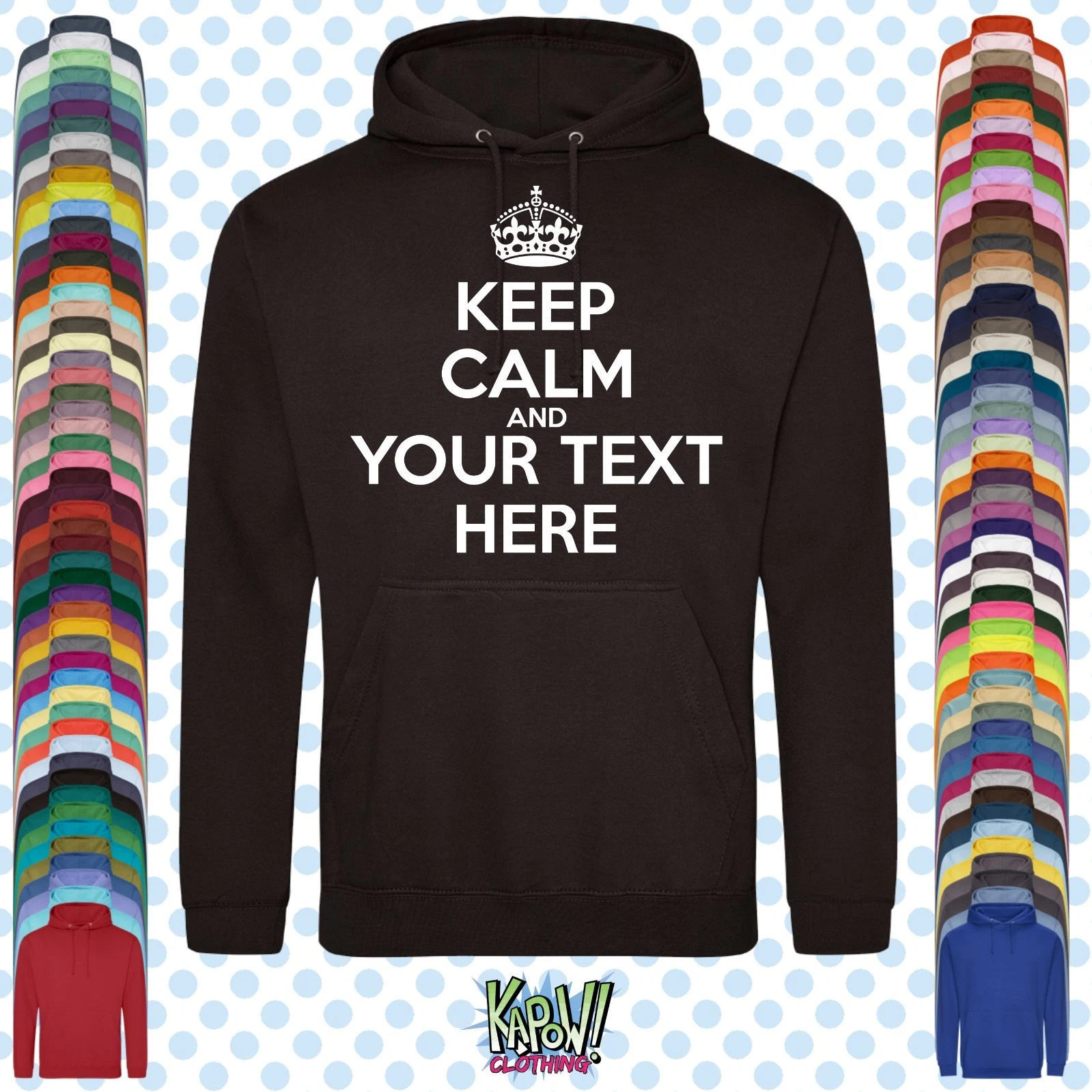 Custom KEEP CALM & CARRY ON Men's Hoodie XS-7XL Personalised Text Funny Gift UK