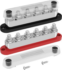 600A Power Distribution Block 12V Bus Bar Terminal Block 6 X 3/8" Terminal Studs
