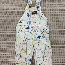 Vintage OshKosh Paint Splattered Overalls Size 18 Months Made in U.S.A.