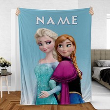 Custom Anna Elsa Princess Blanket, Disney Frozen Movie Fleece Blanket