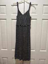 NWT Loft Midi Tank Dress Size Small Black Tan Stripe