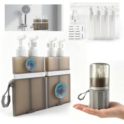 4 in 1 Travel Dispenser，Unbreakable Silicone Travel Dispenser Bottle, Vacuum ...