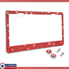 Red Rhinestone Bling License Plate Frame Women