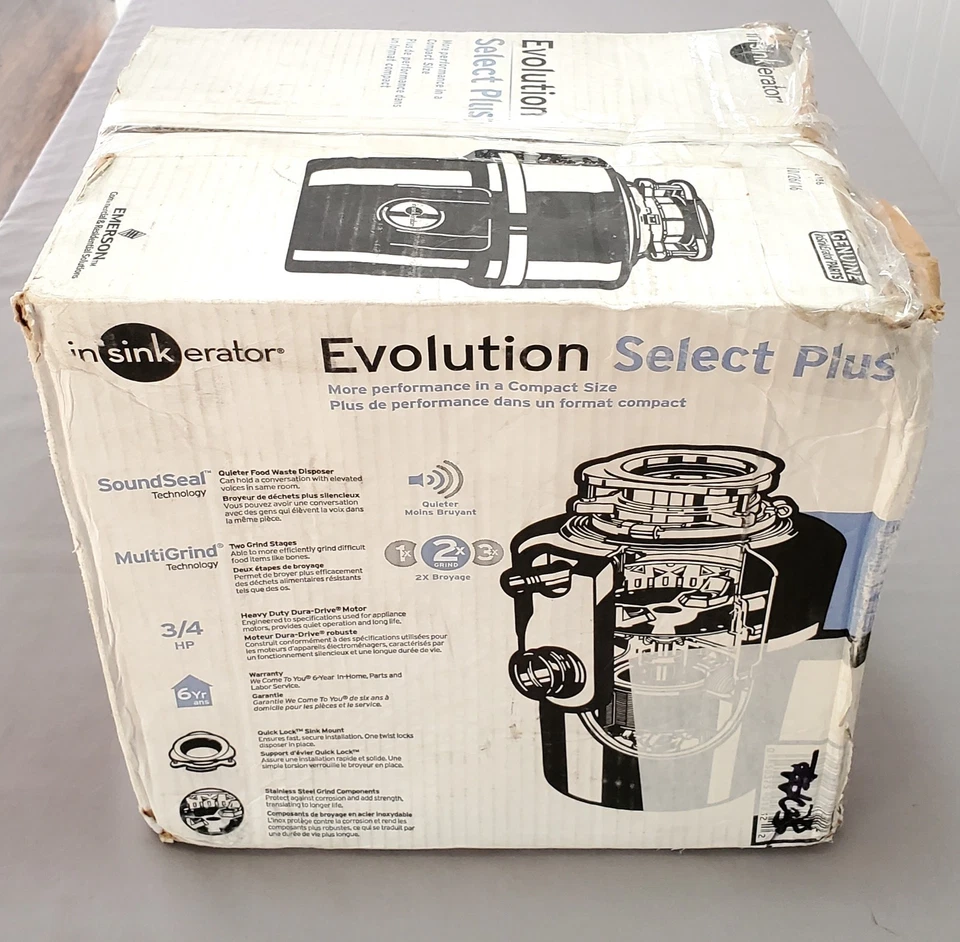 Insinkerator Evolution Select Plus 3/4 HP Food Waste Garbage Disposal New - Imagen 3 de 4