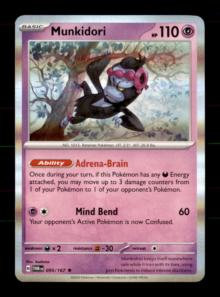 Munkidori 095/167 Rare Twilight Masquerade Pokemon Holo Near Mint