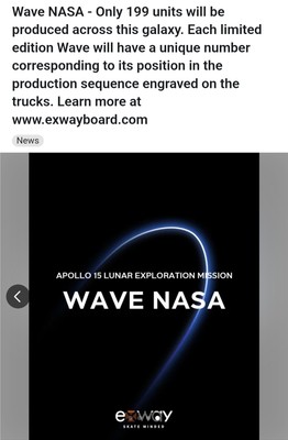 Exway Wave Skateboard Limited NASA Edition Apollo 15 (Only 199 In