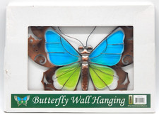 VTG Stained Glass Butterfly Wall Art 3D Blue Green Copper NEW IN BOX Large 12