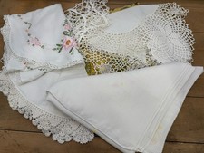 VTG Estate Linen Mixed Lot Crochet Lace Doilies Runners Tablecloth Embroidery