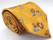 Vtg 90s Tie Rack Looney Tunes Taz Bugs Bunny Men's Necktie 100 Silk New w/Tags