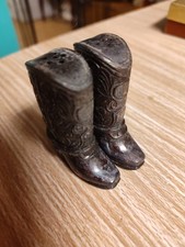 Vintage Metal Cowboy Boots Salt Pepper Shakers